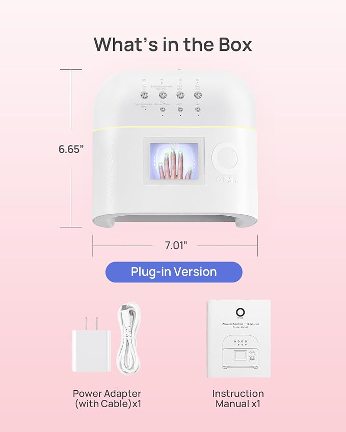 AI UV LED Nail Lamp for Gel Nails - O NAIL Smart Nail Dryer for Gel Polish with AI Detection, Portable Compact, Skin Friendly Curing Light for Nail Art DIY Home & Travel Beginners(Plug-in Version)