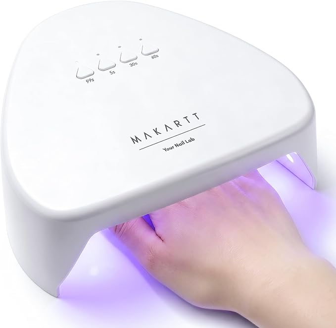 Makartt Compact Travel UV Light for Gel Nail Polish, Pulg-in Nail Dryer | 5s Flash Cure UV Lamp with 99s Mode, Auto Sensor, 4 Timers & 18 LEDs for Gel Curing at Home DIY, Salon or Travel, White