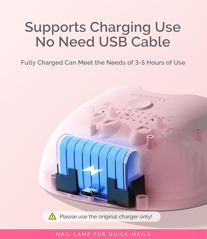 MelodySusie Cordless UV/LED Nail Lamp P-Art06G for Gel Polish | 6W, 45s/75s timers, smart sensor, 1000mAh, 3-5h use. Safely cures half-cured strips, base coat, and top coat without heat
