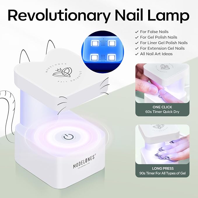 modelones X Nail Gel Kit, Fake Nails Long Coffin, 9-in-One Glue Prep Dehydrator & Portable Mini U V Light Acrylic Clipper, 500Pcs Coffin Tips for Extension Kit DIY Salon Home Gifts for Women | 500Pcs Fake Nails Long Coffin Coffin Tips for Extension Kit...
