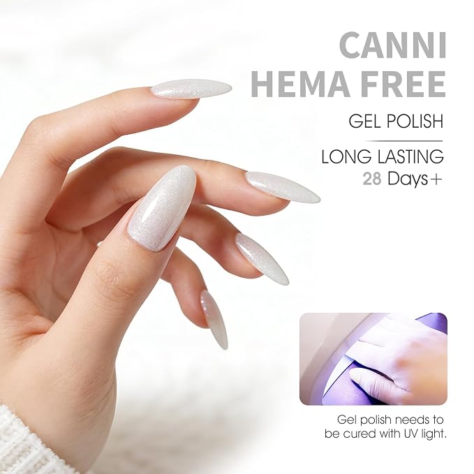 CANNI 9ML Gel Nail Polish Set, 6 Shimmer Nude Shades UV LED Soak Off Gel | Smooth Application • Highly Pigmented • Glossy Finish • Long-Lasting Wear • Nail Art • Salon DIY Manicure • Easy Application