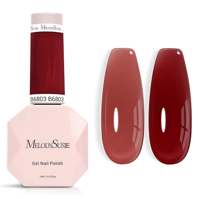 MelodySusie Jeweliver Gel Nail Polish, 0.5Fl.oz Gel Polish Red Brown Color Soak Off UV LED Light Cure Gift for Women Manicure Nail Art DIY at Home B6803