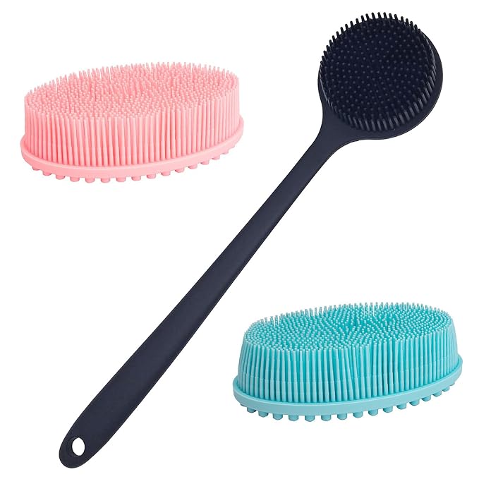 DNC Silicone Back Scrubber and 2pc Silicone Body Scrubber for Shower