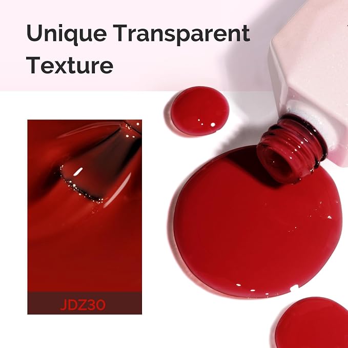 MelodySusie Red Gel Nail Polish, 0.5Fl.oz Jeweliver Jelly Nail Polish Translucent Cherry Red Deep Color Sheer Soak Off UV LED Light Cure Gift for Women Nail Art Manicure JDZ30