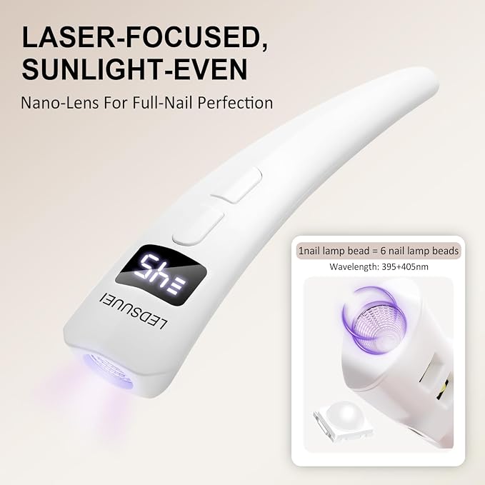 2026 Upgraded NO.1 Small UV Light for Nails 【2-in-1 Dual-Zone】Cordless UV Nail Lamp【400mAH Fast Rechargeable】 Handheld & Adjustable bracket Dual-Use Flash Cure Lamp for Home & Travel Manicure - White