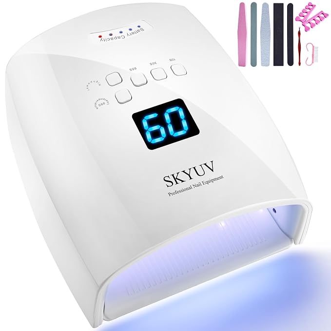Rechargeable Faster Drying UV LED Nail Lamp, LED Nail Dryer Gel Polish Light Nail Polish Curing LED Nail Dryer Automatic Sensor Professional Nail Light Suitable for Fingernails and Toenails