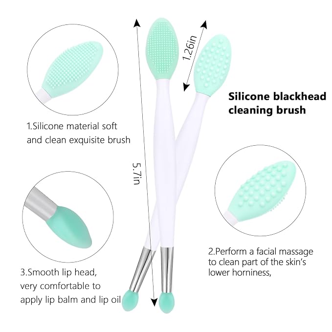 Yokilly Silicone Face Scrubber Kit: Exfoliator Blackhead Skin Care Tool | 4 Pcs Kit For Exfoliating Lip Brush & Cleansing Brush & 2 Pcs Face Mask Exfoliator - Ultra-soft Silicone Deep-Cleans Pore