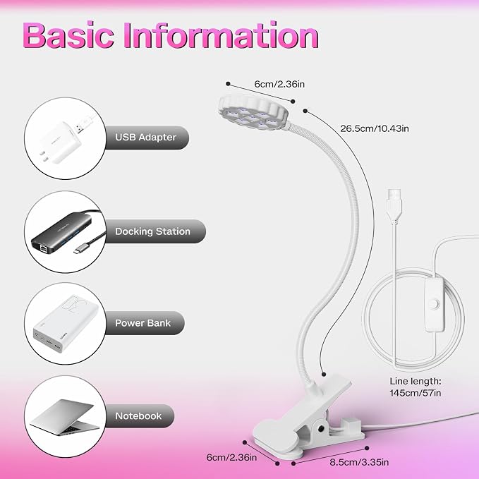 LIORA UV LED Nail Lamp: Portable USB 6W Flexible Gooseneck Desk Lamp with Clamp, Flash Cure Gel Nail Dryer for Home DIY & Salon Use