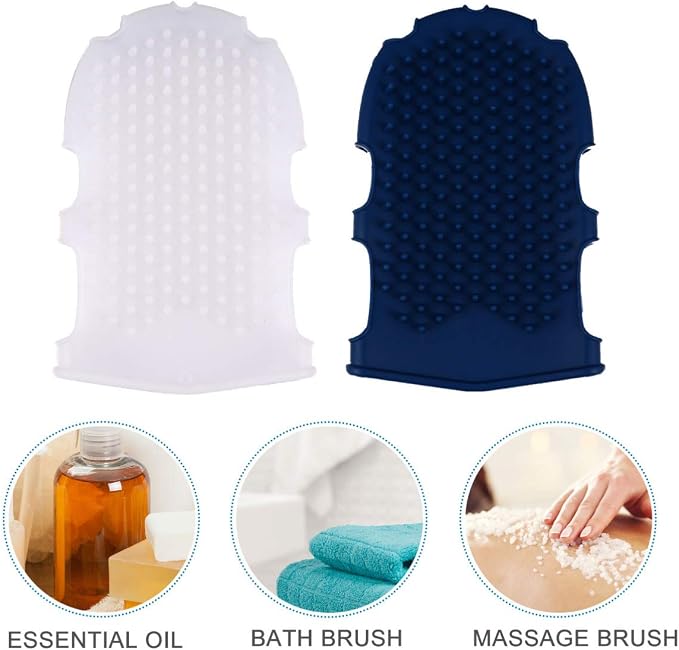 COHEALI 2 Pcs Silicone Massage Glove Bath Massage Brush for Shower Exfoliating Body Scrubber Mitt Soft Hand Fit Design 6.69 X 3.93 X 0.78 in