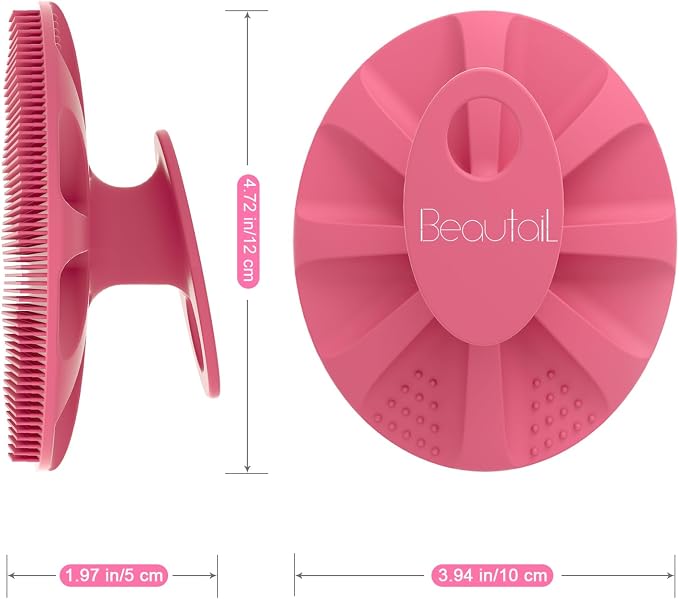 Silicone Body Scrubber, BEAUTAIL Gentle Exfoliating Brush on Sensitive Skin | Soft Shower Scrubber for Body, Hygienic Silicone Loofah, Bathroom Essentials Brush for Women, Men & Kids, 1-Pack, Pink