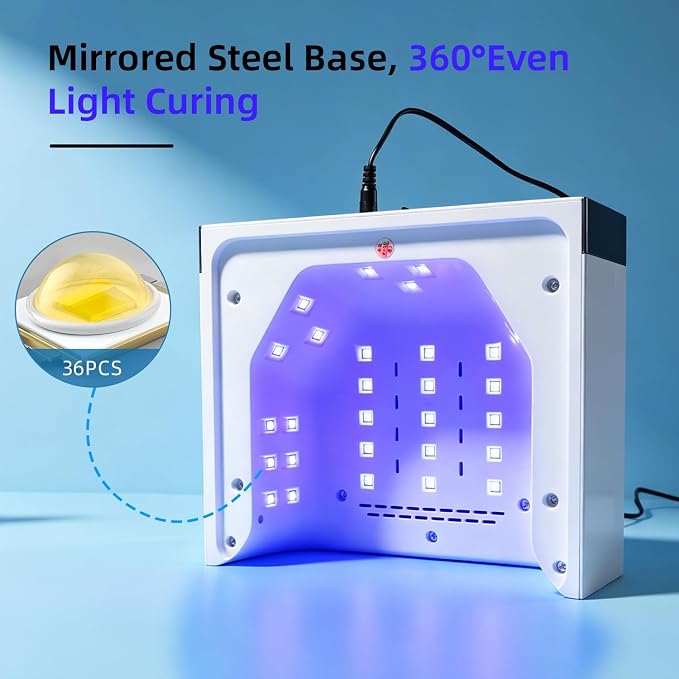 JODSONE Nail Curing Lamp U V LED Gel Nail Lamp with Arm Rest Magnetic Detachable Tray 4 Timer Modes LCD Display Infrared Sensor