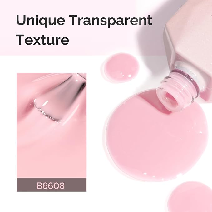 MelodySusie Jeweliver Gel Nail Polish, 0.5Fl.oz light Fairy Floss Gel Polish Pink Color Soak Off UV LED Light Cure Gift for Women Manicure Nail Art DIY at Home B6608