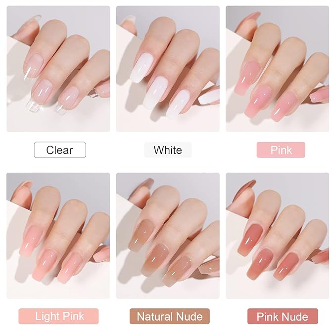 GAOY Poly Gel Nail Kit with U V Light, 6 Pcs Builder Gel Extension Kit for Beginners with Everything Nail Art DIY at Home