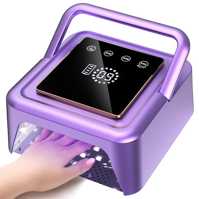 108W UV Gel Nail Lamp, Cordless LED Nail Light with Auto Sensor - Purple | 3H Battery Life LED Nail Light, 36 UV+LED Beads, 4-Timer Modes & Autor Sensor, Metal Base for Light Reflective, For Gel Nails