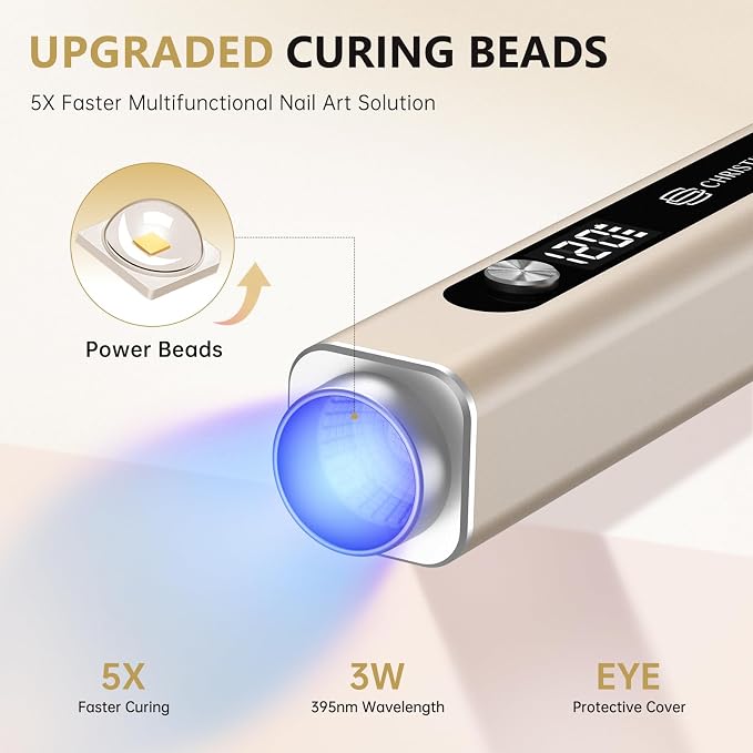 Flash Cure Nail Lamp, 3 in 1 UV Nail Lamp Handheld UV Light for Gel Nails | Cat Eye Magnet | Cordless | 3W | Type-C | 400mAh | Mini Size | Easy to Carry | Silver