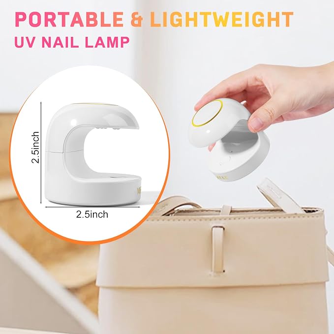 MEKK Mini Nail Lamp, 18W Cordless Single Finger UV Light for Gel Nails | Flash Cure, Portable for Travel/Home, UV Light for Detail Work, Auto-Sensor 4 Timers, Ideal for Beginners & Pros-White
