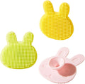3 Pack Cute Soft Baby Bath Brush, Cradle Cap Brush, Silicone Scalp Massage Brush, Head Scrubber Baby Bath Essential for Dry Skin, Cradle Cap Treatment and Eczema, Exfoliating (Bunny)