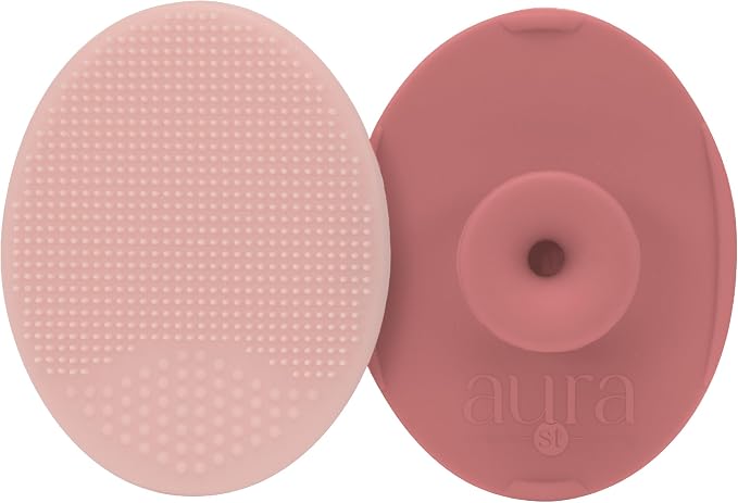 S&T INC. Cradle Cap Brush for Baby, 2 Pack, 2" x 2.5", Pink | Exfoliating and Massaging, Cleansing Brush for Baby, Silicone Bristles, Rinses Clean, Suction Cup Handle