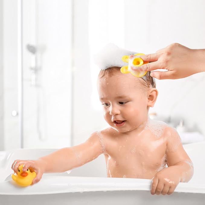 3 Pack Cute Soft Baby Bath Brush, Cradle Cap Brush, Silicone Scalp Massage Brush, Head Scrubber Baby Bath Essential for Dry Skin, Cradle Cap Treatment and Eczema, Exfoliating (Bunny)