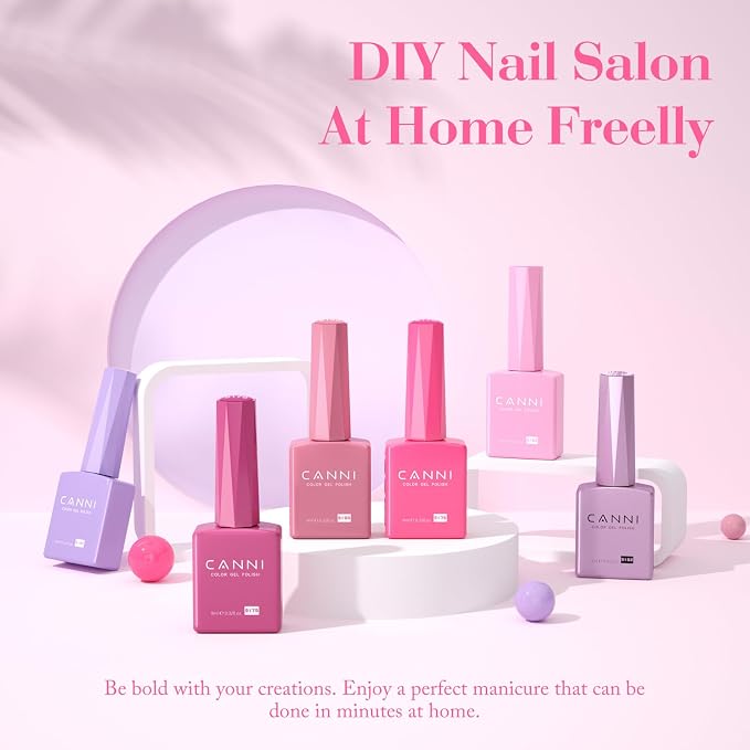 CANNI 9ML Gel Nail Polish Set, 6 Rose Shades UV LED Soak Off Gel Polish | Smooth Application • Highly Pigmented • Glossy Finish • Long-Lasting Wear • Nail Art • Salon DIY Manicure • Easy Application