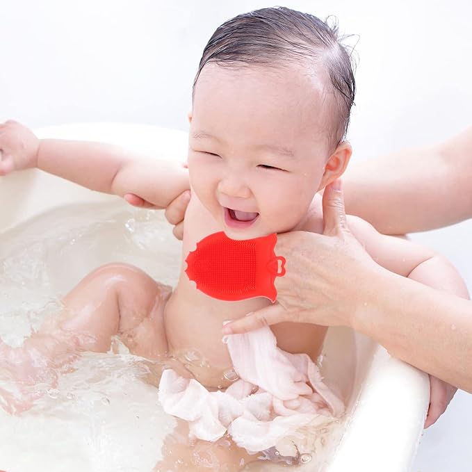 Beaupretty Baby Silicone Shampoo Brush with Soft Scalp Massager and Ergonomic Grip Gentle Exfoliating Bath Shower Brush for Kids Hair Care and Relaxing Scalp Massage