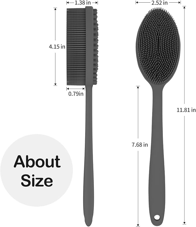 MateeyLife Silicone Body Scrubber Exfoliator with Handle, Gentle Back Scrubber for Shower, Bath Scrubber for Body