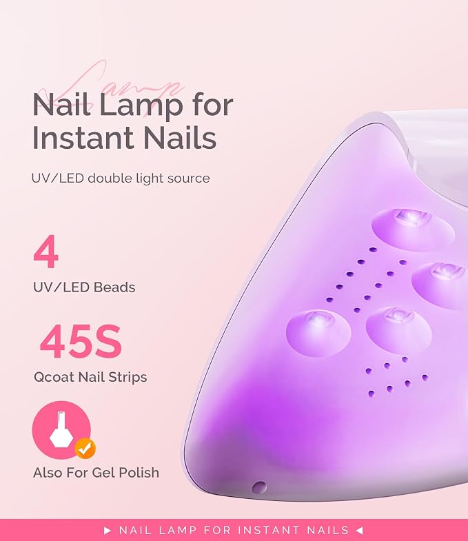 MelodySusie Pocket-Sized UV/LED Nail Lamp P-Art04 for Semi-Cured Strips | 6W Corded, 45s/60s Timer, One-Button Control, 4 UV/LED Beads, Base Coat, Top Coat, Beginners, DIY Users