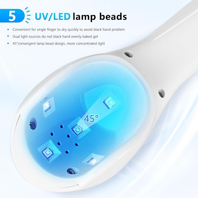 JODSONE Cordless Mini U V Portable Handheld Nail Lamp Rechargeable Model with LED Display Fast Drying for Home Traveling