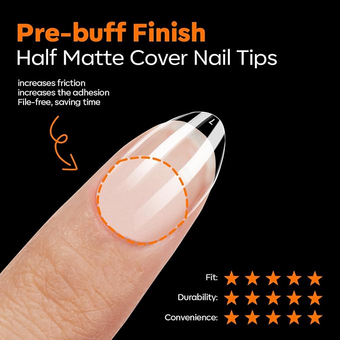 Modelones Extra Short Almond Nail Tips Pre-shaped Gel Soft Fake Nails False | Acrylic Clear Full Cover Press on Extension Kit Gel Manicure DIY at Home 216PCS 12Sizes