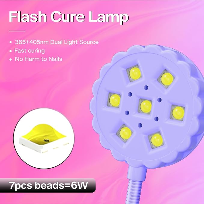 LIORA UV LED Nail Lamp: Portable USB 6W Flexible Gooseneck Desk Lamp with Clamp, Flash Cure Gel Nail Dryer for Home DIY & Salon Use
