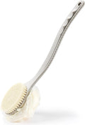 Shower Body Brush with Bristles and Loofah,Back Scrubber Bath Mesh Sponge with Curved Long Handle for Skin Exfoliating Bath, Massage Bristles Suitable for Wet or Dry, Men and Women (Grey)
