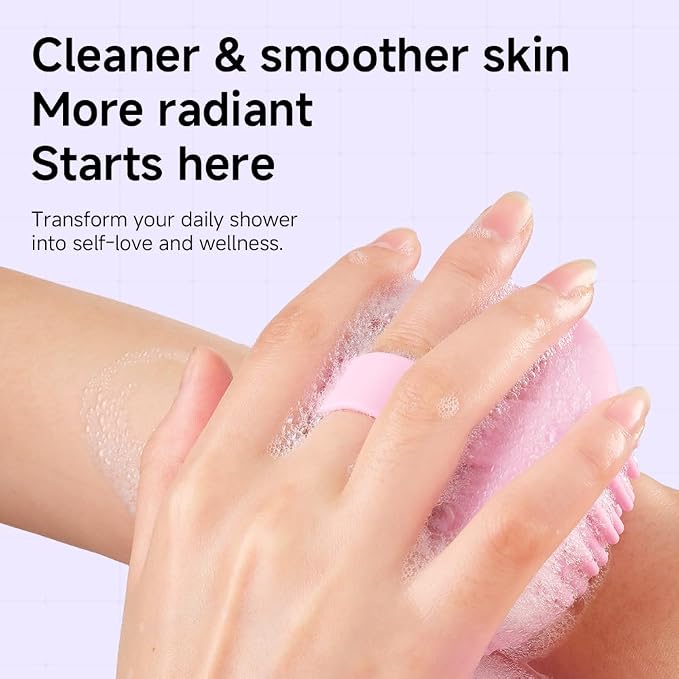 Silicone Body Scrubber for Women - Food-Grade Soft Body Scrubber with Gentle Exfoliation, Promotes Blood Circulation, Easy to Clean, Perfect for Shower & Bath
