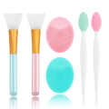 Yokilly Silicone Face Scrubber Kit: Exfoliator Blackhead Skin Care Tool | 6 Pcs Kit With 2 Face Cleansing Brush & 2 Lip Brush and 2 Facial Mask Brush - Ultra-soft Silicone Deep-Cleans Pores