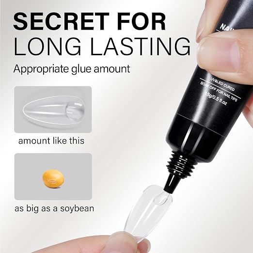 AILLSA Nail Gel Glue 2PCS Lamp Curing Needed Super Strong | Nails Tip Glues Semi-Solid Professional False Gel Nail Glue for Acrylic Nail Tips Press on Nails