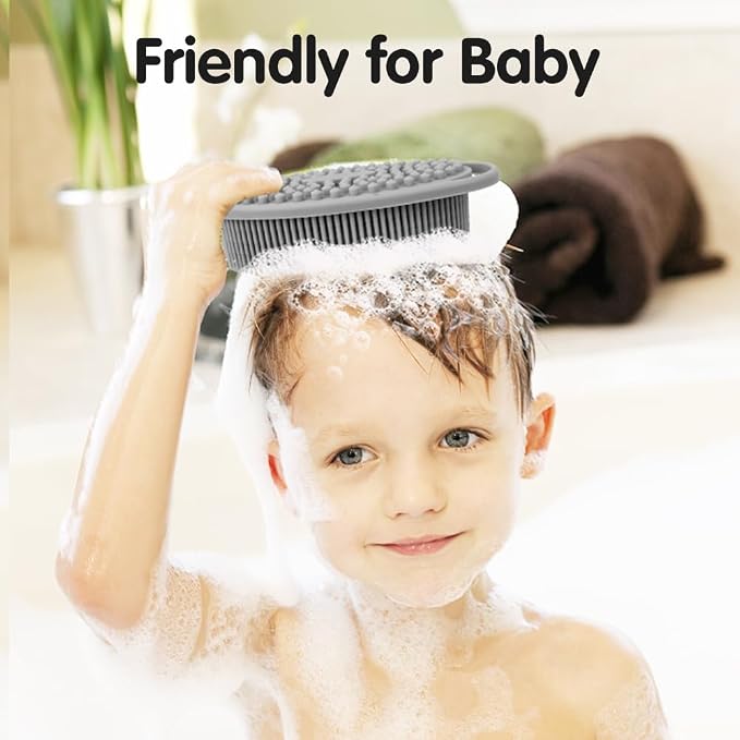3 Pack Silicone Body Scrubber, Soft Silicone Loofah Silicone Body Brush Exfoliating Body Scrubber, Bath Shower Scrubber for Body, 2 in 1 Bath and Shampoo Wash Brush for Skin Exfoliation Men Women