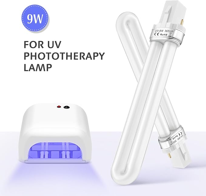 SEWACC 4pcs U- Shaped Nail Dryer Lamp Bulb Tube 9W UV 365nm Lamp Tube for Nail Art Dryer Manicure Tool UV Bulb Light Replacement