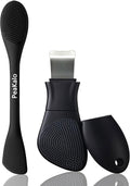 Silicone Face Scrubber Black Head Remover for Face- Appliances for Removing Make-up for Deep Cleansing Blackhead Remover Tools Face Spatula Makeup Removal Washing Brushes Pore Cleaner (Black)