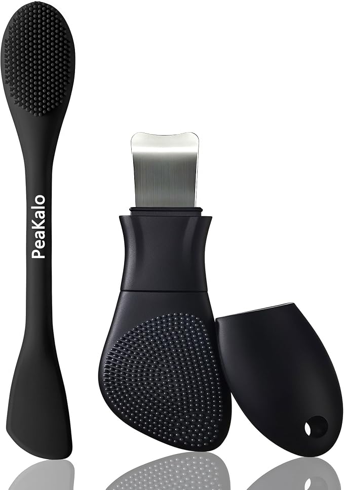 Silicone Face Scrubber Black Head Remover for Face- Appliances for Removing Make-up for Deep Cleansing Blackhead Remover Tools Face Spatula Makeup Removal Washing Brushes Pore Cleaner (Black)