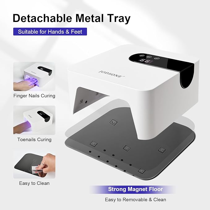 JODSONE U V Nail Lamp Rechargeable Portable with 3 Timers and LCD Display Screen for Nail Dryer Gel White