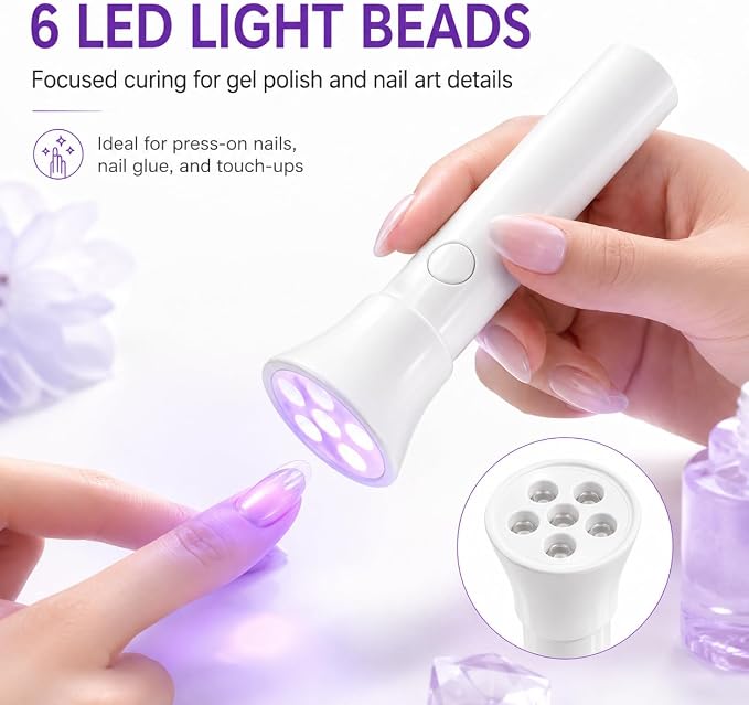 Mini Nail Lamp for Gel Nails, Hand Held UV Light for Nails, USB Nail Dryer for Fast Curing, Portable LED UV Nail Lamp for Nails, for DIY at Home Nail Salon