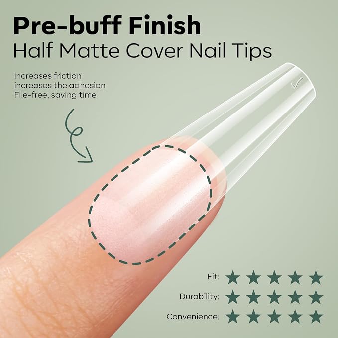 modelones X Nail Gel Kit, Fake Nails Long Coffin, 9-in-One Glue Prep Dehydrator & Portable Mini U V Light Acrylic Clipper, 500Pcs Coffin Tips for Extension Kit DIY Salon Home Gifts for Women | 500Pcs Fake Nails Long Coffin Coffin Tips for Extension Kit...