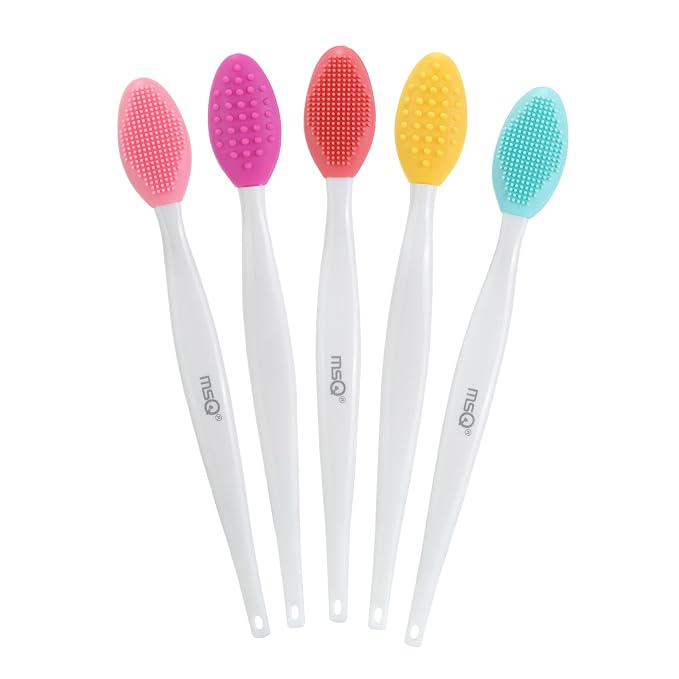 MSQ 5 PCS Lip Scrub Brush, Double-end Silicone Nose Clean Brush Lip Exfoliating Brush for Men Women Double-Sided Soft Lip Brush for Smoth Lip Appearance