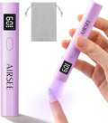 AIRSEE Mini Handheld UV LAMP for Nails with Storage Bag & Display,Purple | 2 Timers for Fast Cure All Soft Gels, Especially Rhinestone Glue and Gel Nail Strips at Home,Travel