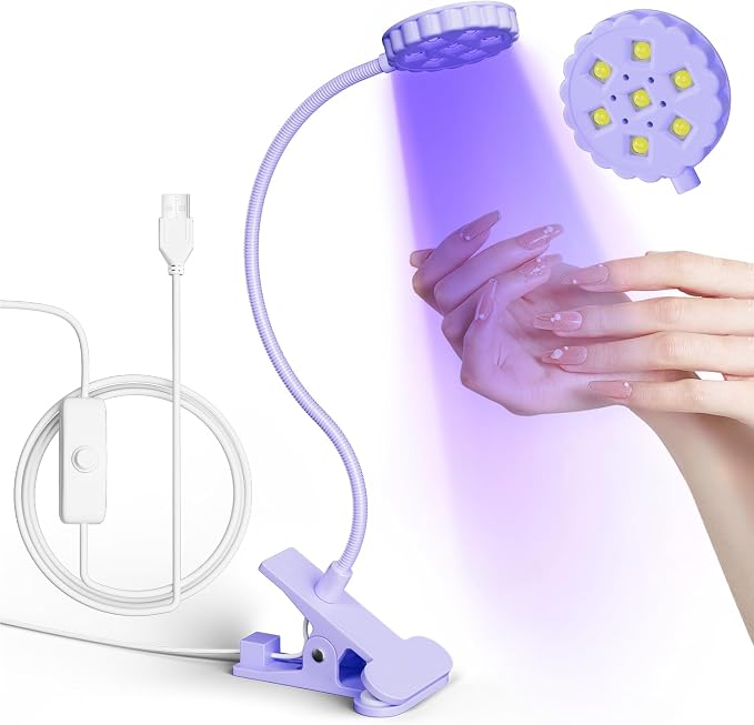 LIORA UV LED Nail Lamp: Portable USB 6W Flexible Gooseneck Desk Lamp with Clamp, Flash Cure Gel Nail Dryer for Home DIY & Salon Use