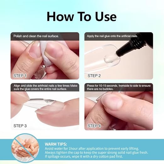Nail Glue Gel, Professional Quick Dry Adhesive for Press On Nails, No UV Lamp Required, 15ml