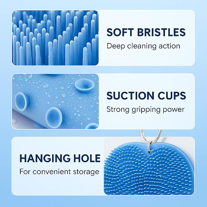 Shower Foot Scrubber Mat – Silicone Foot Brush with Non-Slip Suction Cups, Exfoliating & Massage Pad for Feet and Back Cleaning, Refreshing Shower Experience