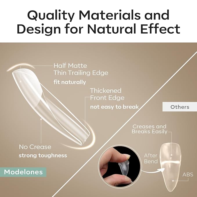 Modelones Long Square Nail Tips 3xxxl Straight Pre-shaped Soft Gel Fake Kit | Acrylic Clear Full Cover Press on Extension Kit Gel Manicure DIY at Home 216PCS 12Sizes