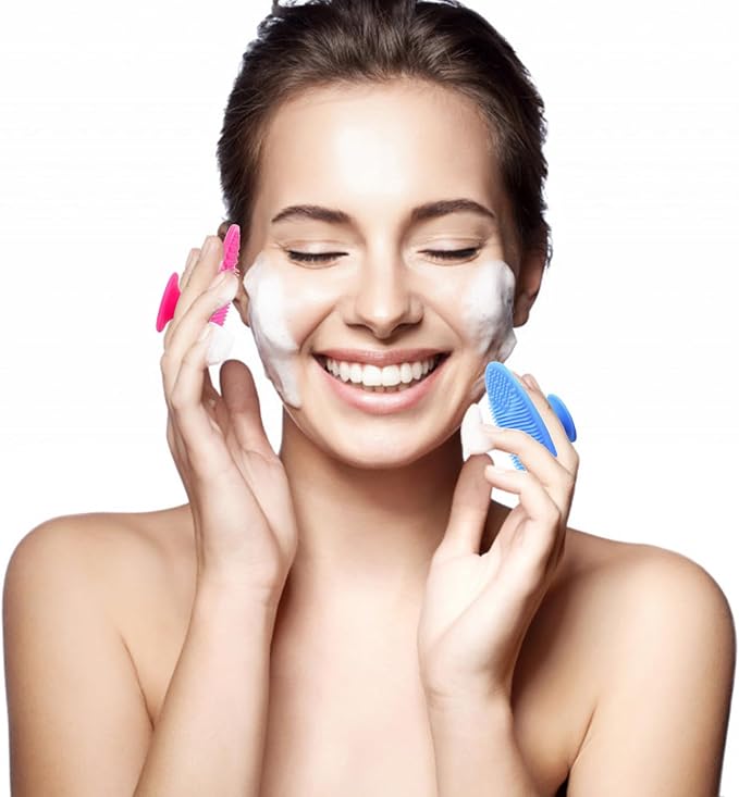 Silicone Facial Cleansing Brush - 4 Pack Face Scrubber & Exfoliator for Deep Cleaning, Soft Brush, Blackhead & Acne Pore Care