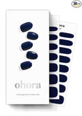 ohora Semi Cured Gel Nail Strips (N Royal Navy) - Blue, Solid, Works with Any UV/LED Lamps, Salon-Quality, Long Lasting, Easy to Apply & Remove - Includes 2 Prep Pads, Nail File & Wooden Stick