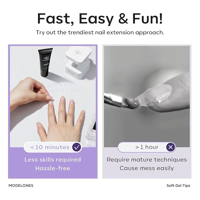 Modelones Medium Square Nail Tips 510pcs Soft Pre Etched Fake Nails Gel | Half Matte Full Cover Acrylic Gel Kit Press on Manicure Extension DIY Salon 15 Sizes